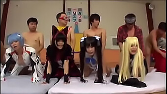 Cute Asian Cosplayers Get Naughty In Group Sex Party