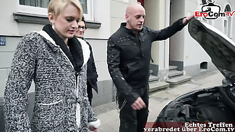 German Public Sex With A Funny Blonde In A Threesome