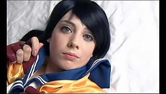 Huge Natural Beauty Hannah Minx In Japanese Cosplay Outfit