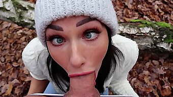 Busty Teen Drinks And Swallows Cock In The Great Outdoors