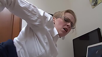 Amateur Secretary In Lingerie Gets Her First Anal Experience At Work