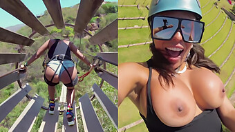 Milf Luna Star'S Big Natural Tits On Full Display In Pov Video Of Zip Lining Fun