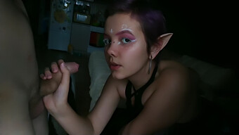 Amateur Teen Elf Gives A Blowjob To A Big Cock