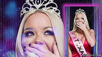 Sletterige Miss America Neemt Twee Pikken In Haar Strakke Kontje